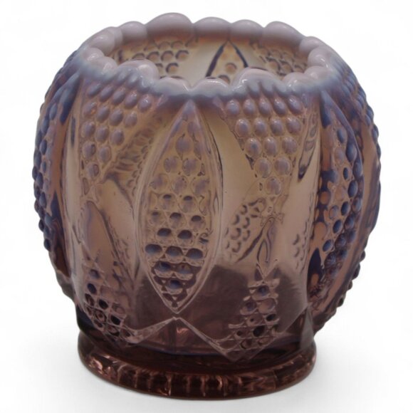 EAPG Geometric Pattern Opalescent Decorative Rose Bowl Glass Purple - Picture 4 of 6